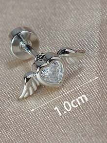 1pc Stainless Steel Crystal CZ Star Stud Earrings, Unisex, Suitable For Ear Cartilage, Helix, Tragus, Lobe, Inner Conch Piercing Jewelry - A Round Earring - View 16