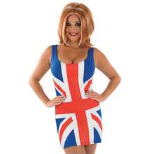 Morph Costumes Fun Shack Union Jack Dress For Women - 90s Fancy Dress Costume With Ginger Wig - Perfect For Themed Parties & Celebrations - Multicolor - View 4