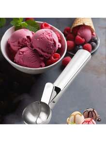 1pc Premium Ice Cream Scoop With Trigger Ice Cream Scooper Stainless Steel, Heavy Duty Metal Icecream Scoop Spoon Dishwasher Safe, Perfect For Frozen Yogurt, Gelatos, Sundaes ,Stainless Steel Ice Cream Scoop, Perfect For Frozen Yogurt, Multi-Functional Ice Cream Scoop