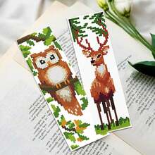 1 Set Printed Cross Stitch Kit Includes 6 Bookmarks - Animal Series DIY Art Set With Fox, Owl, Deer, Wolf, Squirrel Pattern Designs, 11CT Cross Stitch, Suitable For Beginners And Craft Lovers - Cross Stitch Decor, Home Decor Or Gift