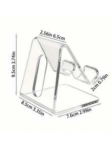 1pc Desktop Mobile Phone Stand Storage Rack Acrylic Decorative Ornaments Transparent (Please Remove The Film Upon Receipt Of The Goods For Use) - Clear - View 13