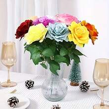 60/300 片玫瑰人造叶，50 片小六叶装饰性绿玫瑰叶（带茎），适用于 DIY 婚礼花束和宴会装饰、玫瑰藤蔓花环用品、室内装饰叶、礼品盒和花头装饰、假植物