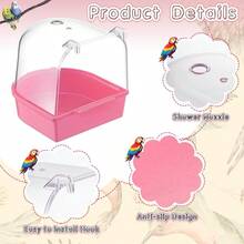 透明鸟浴笼，鹦鹉浴室，户外鸟浴区，喂鸟笼，仓鼠日常用品，鸟挂配件，宠物鸟用品，PVC鸟笼，底部防滑，安装简单，适合鹦鹉和小鸟，是鸟类爱好者的完美礼物 - 彩色 - 查看 10