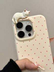 可爱粉色时尚手机壳 3D猫狗手机壳 兼容 17/17PRO/17PROMAX/17Air/16/15/13/14/12/11 Pro Max 可爱小猫小狗软壳防震后盖 女士节礼物 - 白色 - 查看 3