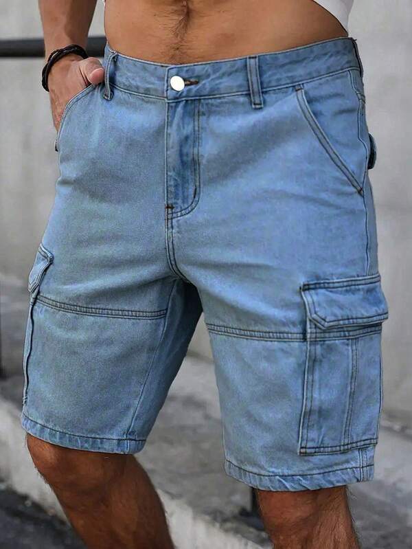Short cargo en jean ample et pour hommes