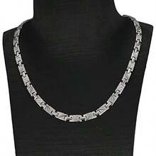 Titanium Magnetic Necklace For Men And Women Pure Titanium Sier Necklace 3500 Gauss Magnets Fashion Magnetic Jewelry - As Pic - View 5