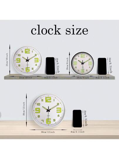 Glow In The Dark Wand Clock, Creative Silent Living Room Bedroom, Home Kitchen, Office Easter Friend "10" 12 "(No Battery) (Needs To Absorb Enough Verlichting Energy Shine) view 3