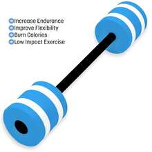 1pc 22.4in(57cm) Aqua Fitness Swim Bar, 2025 New Foam Barbell, Pool Learning Float Props, Sea Sports Foam Bar, Float With Padded Grip, Blue EVA Material, Dumbbell Weight Workout Resistance Training, Aerobics Exercise Equipment, Aqua Circular Buoyancy Balls, Swimming Lesson Specialty Supplies, Long Dumbbells For Beach Hot Springs Indoor Pools Hydrotherapy Exercise Learning - Blue and White - View 4