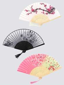 1pc Retro Style Handheld Fan, Chinese Hanfu Design, Summer Portable Folding Fan - A - View 11
