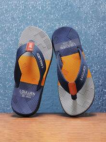 Sandálias masculinas de sola grossa com tecido de poliéster colorido, calçados de praia novos e antiderrapantes para o verão ao ar livre - Multicolorido - Ver 11