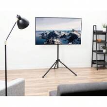 Black Tripod LCD LED Flat Screen TV Display Floor Stand, Portable Height Adjustable Mount - 1 - View 2