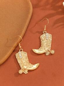 1 par de pendientes con colgante de bota de vaquero vintage al estilo occidental para uso diario de vaquera, accesorios divertidos para las orejas como regalo