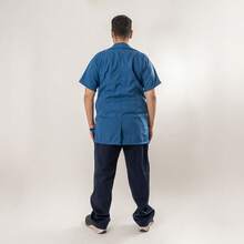 BLUE GOWN WITH BADGE HOLDER Plain Regular - Blue - View 3