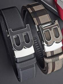 High End Belt, Men's High-End Feel, Business Zinc Alloy Letter Automatic Buckle Belt, Men's Casual Versatile And Simple Pants Belt,Random Cutting Of Patterns - Multicolor - View 4