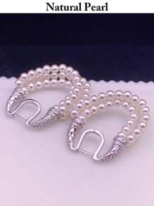 1 Pair Fashion Pearl Earrings, Natural White Pearl Eardrops, Daily Wear Jewelry Gift Box For Women