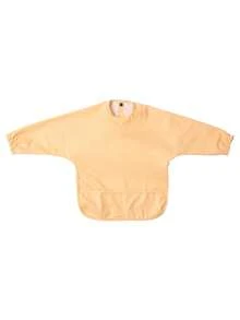 1pc Soft PU Long-Sleeved Waterproof Feeding Bib, Baby Bibs Plain Color, Long Sleeve Feeding Bib, Reverse Wear, Solid Color, Smock For Baby And Toddler Bib Suit