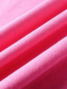 2025 Rave Party Outfit: 2pcs Neon Pink Women's Set | Cropped Sports T-Shirt And Shorts, Casual Sporty Style, Music Festival Essential, Streetwear, European Autumn Fashion, Back To School, Nightclub Attire, Going Out Look - Pink - View 11