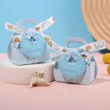 6pcs Cartoon Graphic Gift Box, Baby Blue Paper Candy Box, For Baby Shower Party, Christmas Valentine Day