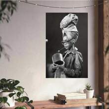 Framed [Artistic Charm] Erykah Badu Canvas Poster - Stylish Music Wall Art With Black And White Photo, Wrapped Canvas Frame, Pine , Ideal For Bedroom, Living Room, Office Decor, Living Room Art|Musicthemed Decor|Headphone Imagery, Music Room Decor