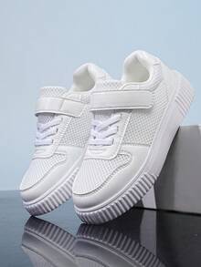Summer Mesh Sneakers For Boys And Girls, Chunky Chunky Sneakers, Soft Bottom, Lightweight, Platform, Versatile Casual Sports Shoes, Student Style - White - View 3