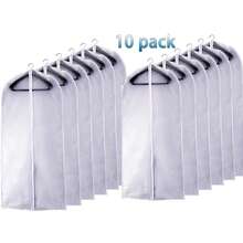 10 Pack 40in Clothing Dust Cover, Transparent Clothing Dust Bag, Dry Cleaner Clothing Hanging Bag, Translucent Dust Cover, Reusable Dust Bag, Washable Non-Woven Clothing Bag, Thickened Zipper Suit Cover Hanger, Dust Cover Waterproof Clothing Cover, Wedding Dress Protective Cover, Suitable For Coats, Shirts, Skirts, Pants And Other Clothing Suitable For Wardrobe, School, Office, Home, Travel, Bag Storage, Clothing Storage, Clothing Dustproof, Christmas, Back To School Supplies - 無色 - 查看 1