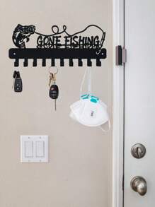 1pc Metal Key Holder With Cute Fish Design, Art Deco Style Wall Hanging Key Storage Rack With Hooks, Space Saving Organizer For Bedroom, Bathroom, Kitchen - No Electricity Needed Home Decor Back To School Room Decor School Supplies