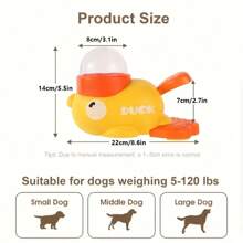 1pc Interactive Duck-Shaped Dog Food Dispenser Toy - Manual Press Feeder For Small, Medium, Large Dogs, Durable Plastic Puzzle Toy With Orange Beak And Feet, No Batteries Required, All Breed Sizes