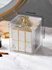 1pc Plastic Cosmetic Storage Box, Minimalist Clear Makeup Storage Box For Home