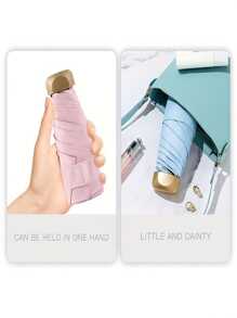 Paraguas compacto y plegable para jóvenes con protección UPF50+: Estructura de 5 varillas, apertura manual, tela de impacto 210T, mango de plástico, armazón de hierro. Paraguas mini portátil y de moda para protección solar, en múltiples colores, regalo para el Día de la Madre.