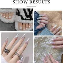 Weiße Perlmutt-Chrom-Nagelpulver, spiegelnder Effekt Aurora Magic Perle Nail Jewelry Glitzer Pulver, holografisch Meerjungfrau Perlmutt Neon Eisige Aurora Nagelpulver, DIY Nail Art Dekoration