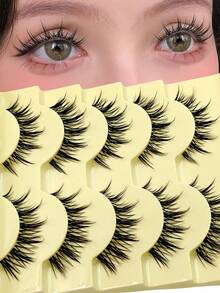 Asiteo 5 Pairs Cartoon Cosplay Eyelashes, 3D Natural Full Strip Transparent Band False Lashes For Costume Dance Performance, Daily Wear & Makeup - Lông mi Manga nhọn - Xem 1