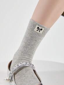 1 Pair Women's Lightweight Breathable Mesh Hollow-Out Solid Color Cute Sweet Bow Accent Decorative Socks, Fashionable Ins Style School Girl Socks, Suitable For Daily Wear - Multicolor - View 10
