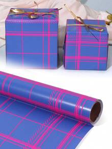 1 rolka fluorescencyjnego papieru do pakowania, fluorescencyjne litery papier do pakowania prezentów na ślub, urodziny, wieczór panieński, walentynki, dzień matki, przyjęcie świąteczne, bukiet kwiatów DIY - Niebieski Różowy - Zobacz 12