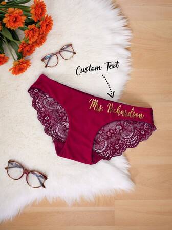 1 pieza Bragas blancas personalizadas, ropa interior de novia personalizada, regalo sexy para despedida de soltera, bragas sin costuras para Señora, adecuado para el Día de San Valentín, noche de bodas, luna de miel, fiesta de lencería, regalos para amigas, esposa y madre