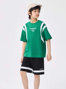 Balabala Boys' 2 Pieces Quick-Dry Set, Sporty & Breathable Summer Outfit - Dark Green - View 2