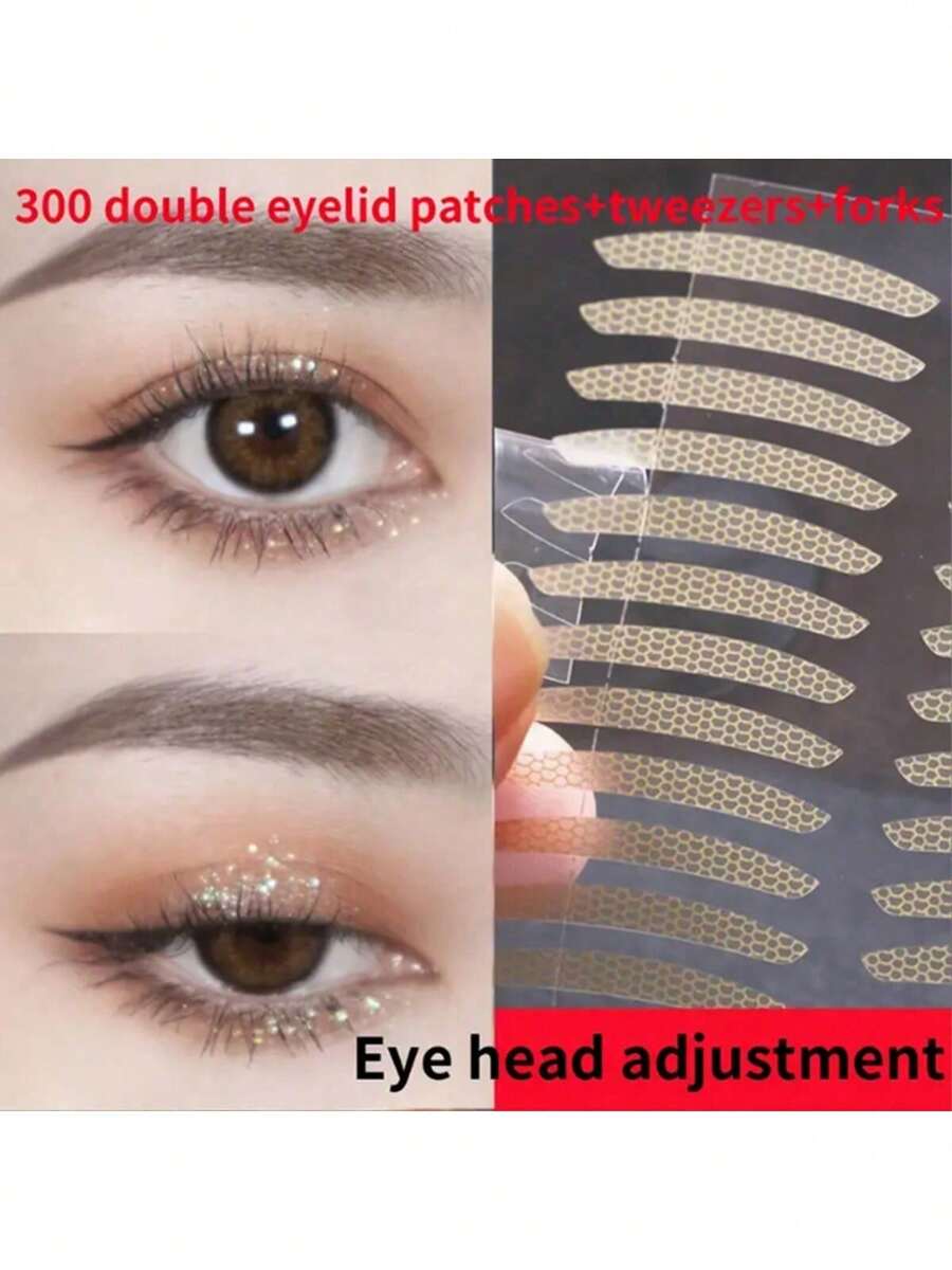 双眼皮贴，与原装相同，可调节，自然隐形，持久，适合初学者，超粘 - 裸色 - 查看 1