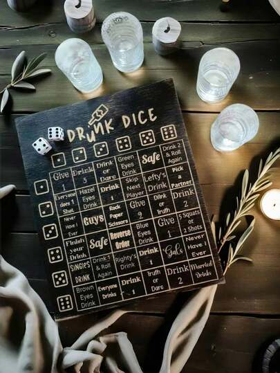 Drinking Game Beer Games Game For Adult,1 Set Wooden Dice Drinking Game Set For Adult Bachelor Party , Valentine's Day Party Toy Drunk Cubes Party Board Game, Valentine's Day Uses Dices & Dice Bag - Left/Right Drinking, Adult Wooden Drinking Game For Bachelor/Birthday Party, Fun Adult Party Bar Game, Social Interaction Board Game, Made Of Pine Wood,Adult Monopoly,Bachelor Games,Drink Games