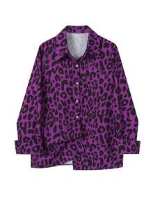 Women Leopard Print Casual Shirt, Spring/Summer - Multicolor - View 2