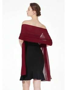 Chales, bufandas y chales de gasa para vestidos de novia, boda, fiesta, vestidos de noche y ocasiones especiales - Burdeos - Ver 3
