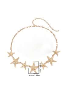 1pc Ocean Vacation Style Starfish Waist Chain, Sexy Beach Faux Pearl Flower Body Chain For Women's Daily & Vacation Wear