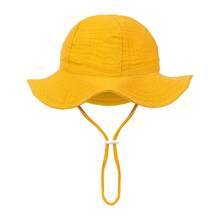 1 件幼儿和儿童可爱纯色可折叠渔夫帽，男女通用纸盒防晒帽，适合男孩和女孩春夏季