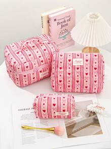 1PC Blue Striped Flower Makeup Bag, Quilted Portable Toilet Bag, Makeup Bag, Large Capacity Storage Bag, Suitable For Wallet, Lipstick, Sanitary Napkins, Pads, Coins, Keys, Earphones, Earphones And Accessories, Travel Storage Bag, Earrings, Bracelets, Necklace, Glasses, Sunglasses, Suitable For Women, Girls, Teenagers, Candy, Nurses, Female Students, Students, Gifts. Cosmetic Bag