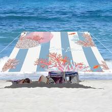 1 件海洋生物设计遮阳篷,轻松打造舒适休闲区,卡通海洋风格,100% 涤纶,矩形,防水,防紫外线,适用于户外花园、露台、海滩、夏季,附赠尼龙绳 - 彩色 - 查看 17