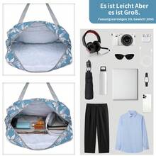Foldable Waterproof Travel Bag Unisex Lightweight Cabin Luggage Gym Tote Weekend Holdall Carry On Handbag For Men And Women Holidays And Gifts - Blue-flowers - View 8