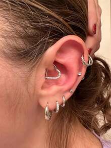 CIZME Joyería para piercings de 16G: Pendientes Rook, Anillos de Ceja, Anillos de Labio de Acero Inoxidable, Aro de Cartílago, Pendientes Rook Daith, Tragus y Piercing de Body con Barra Curva Cubierta de CZ, Anillos de Ceja de 16G, Barra Curva, Anillos de Ceja, Piercing de Superficie Daith y Tragus - Plateado - Ver 7