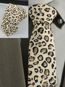 1 pieza Corbata de hombre con estampado de leopardo, suave y amigable con la piel, de felpa, no brillante, adecuada para fiestas, festivales de música, cosplay