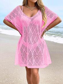 Women's Fashion Casual Hollow Out Coverup (Bikini Not Included)