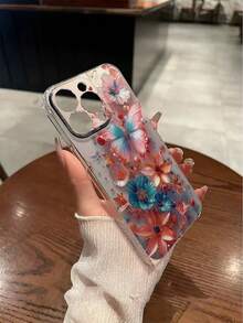 Capa protetora transparente perfurada com estampa de flores e borboletas, resistente a impactos, compatível com iPhone 16/11/16 Pro/16 Plus/16 Pro Max/16e/15 Pro Max/13/14/12/XS/XR/7G/8 Plus, Galaxy 11/12 Pro/12/12X/13 Pro/14 Pro/15 Pro e Redmi 10/9/Note 9/12c/Note 11 Pro/Note 8 Pro. - Multicolorido - Ver 4