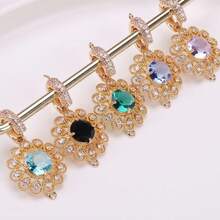 2pcs Hollow Sunflower Cubic Zirconia Encased In Copper Pendant, DIY Jewelry For Necklace, Earring, Hair Clip, Jewelry Connector - Multicolor - View 6