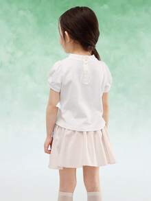 Balabala Young Girl Cartoon Embroidered T-Shirt And Skirt 2-Piece Set, Summer Cool And Breathable - White and Red - View 3